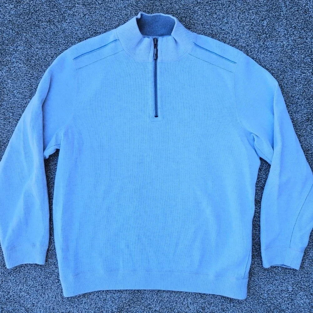 Men's Tommy Bahama Flip Coast Half Zip Sweatshirt Continental Heather Gray Large